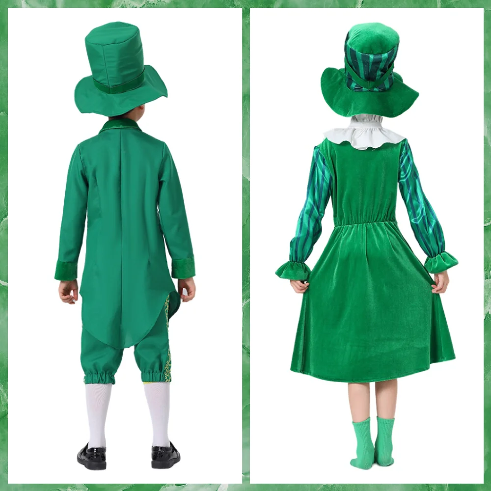 Boys and Girls Leprechaun Costumes, Childs Outfits, Feriados internacionais, Gnome brilhante, Lucky Green, Vestido extravagante