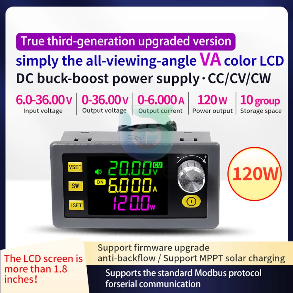 

CNC DC Buck Boost Converter Power Module DC 6-36V to 0-36V CV CC Adjustable Regulated Laboratory Power Supply 80W/120W