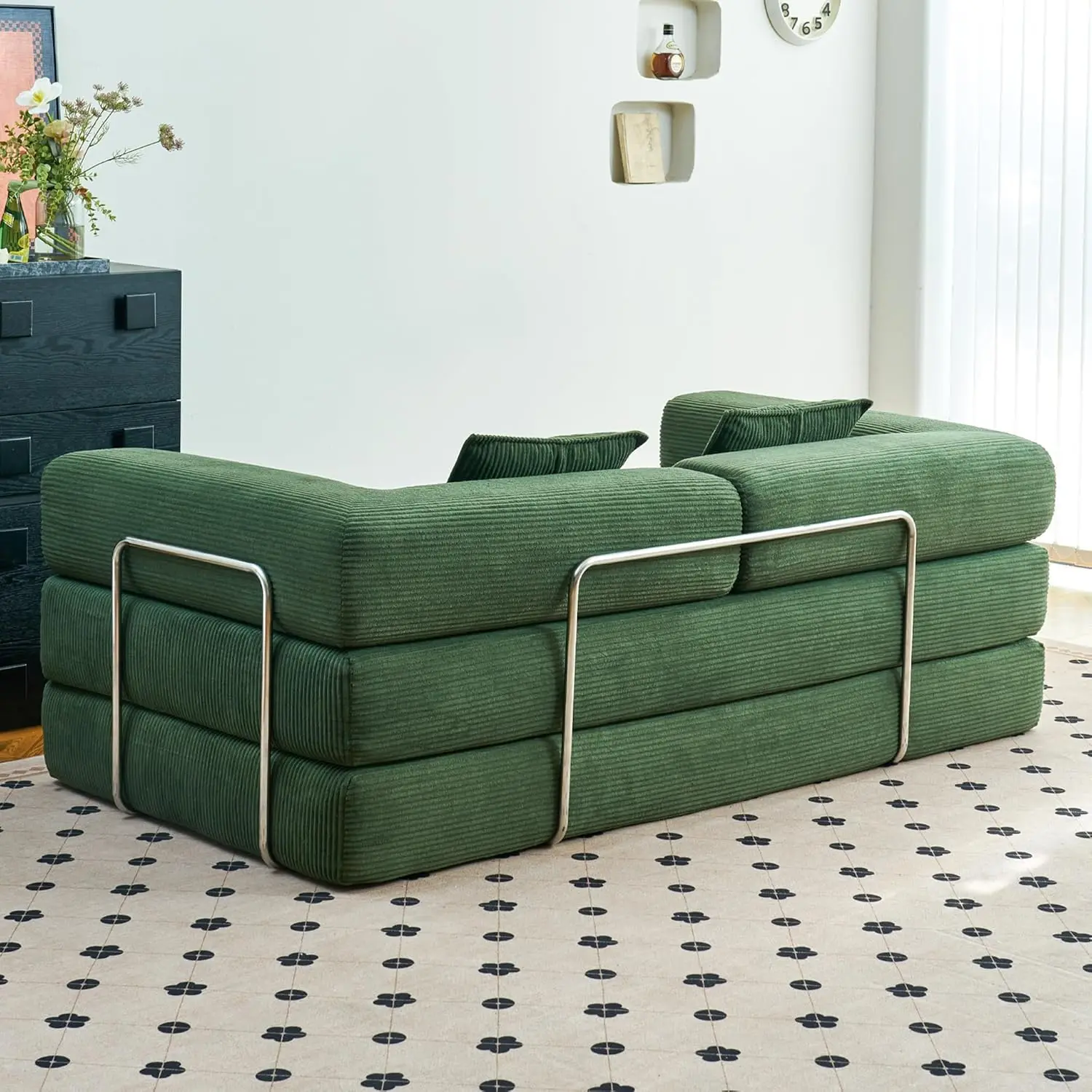 

Compression - Convertible Floor Bed - with Pillow Back Support Armrest - Bed Compressed Sofa in Bo