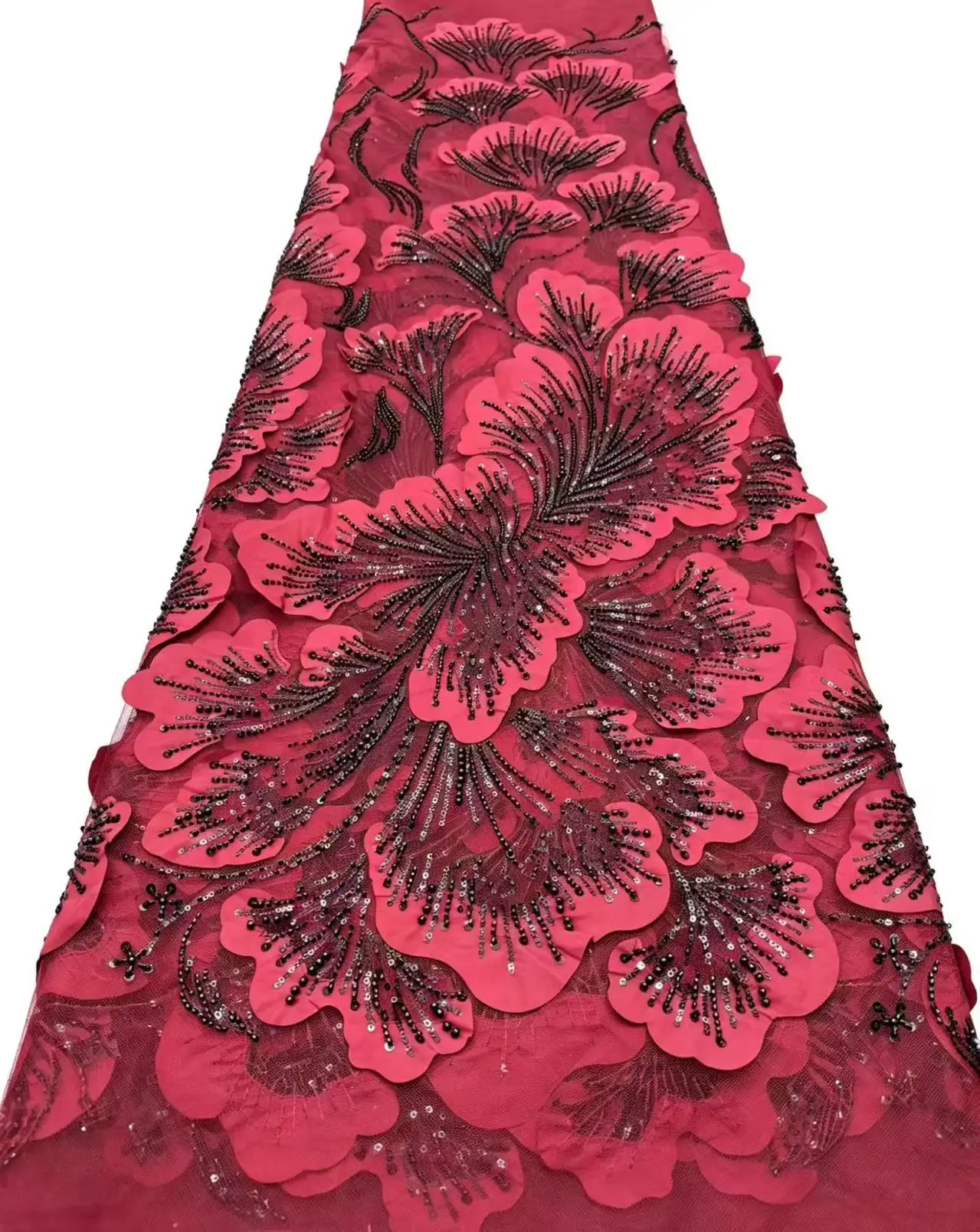 

French African fabric for women Embroidered Net Lace Fabric with White Beaded Sequins for Party Evening Dress 5Y Hot Sale