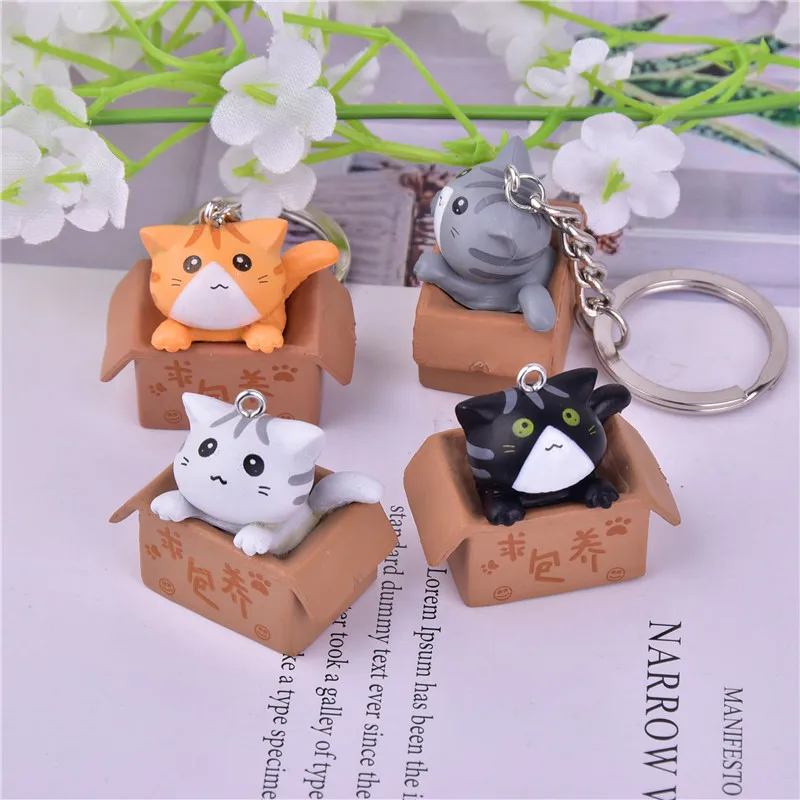 Cute Cartoon Pet Cat Keychain Lucky Fortune Carton Cat Toy Key Ring for Women Men Car Handbag Phone Case Pendent Couple's Gift