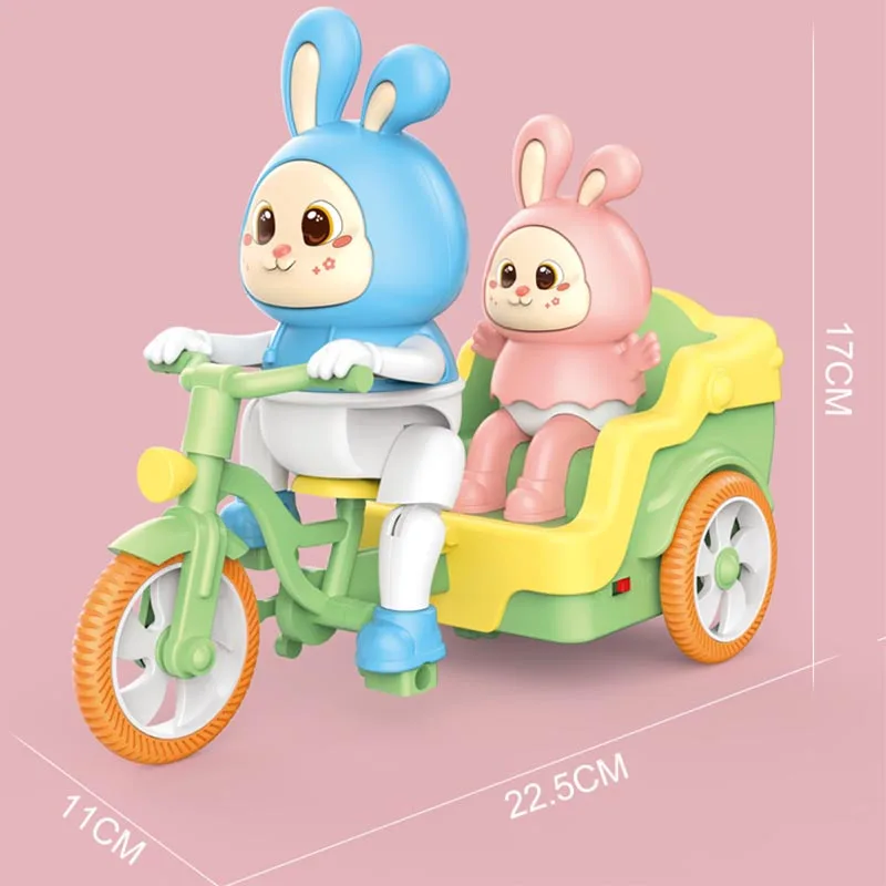 Triciclo eléctrico para montar con conejo de dibujos animados de juguete para niños, nueva bicicleta musical para bebés de 0 a 3 años
