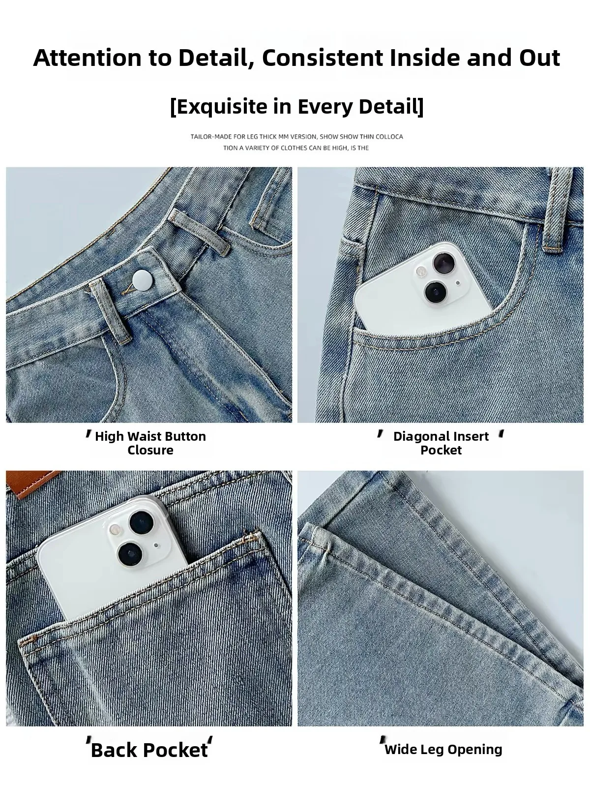 Washed American Blue Wide Leg Jeans Women's Autumn Winter New Pear Body Shape Lazy Drapey Long Pants Casual High Waist Denim