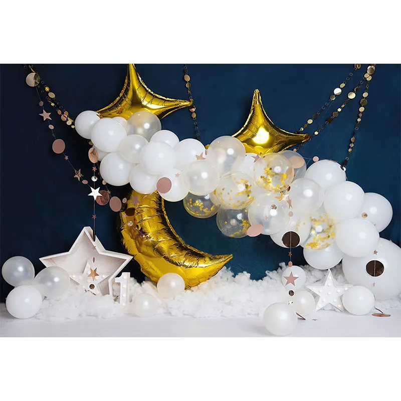Avezano-Fondo de fotografía con globos, luna, estrella, nube, cumpleaños, bebé, Retrato, pastel, Smash, decoración para estudio fotográfico