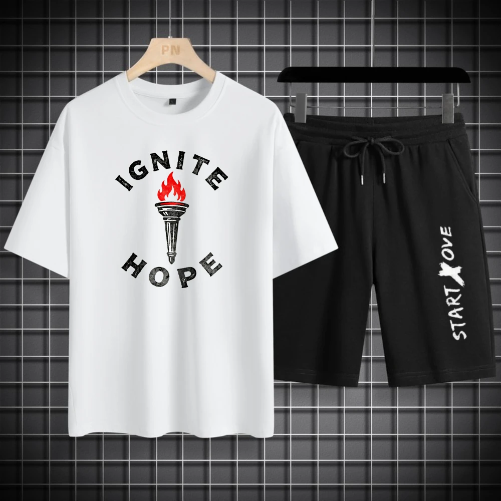 

Мужские комплекты футболок, летние мужские костюмы, дышащие модные шорты с короткими рукавами, комплект толстовок, комплект тренировочного костюма из полиэстера, мужской комплект