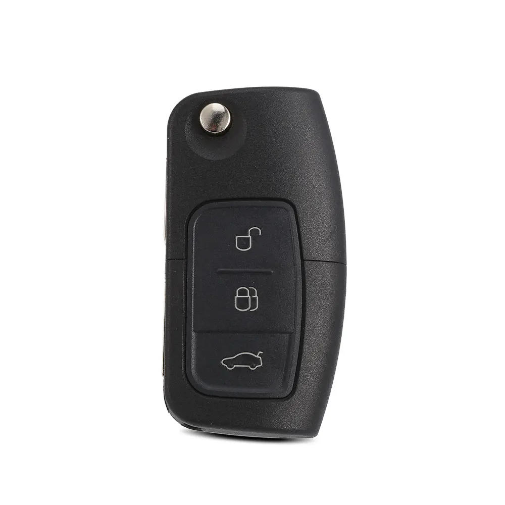 WhatsKey 10 pçs/lote 3 botões Flip Folding Car Key Shell Remote Fob Case para Ford Focus 2 3 Fiesta C Max Ka S Max Galaxy mondeo key Substituição de lâmina sem cortes