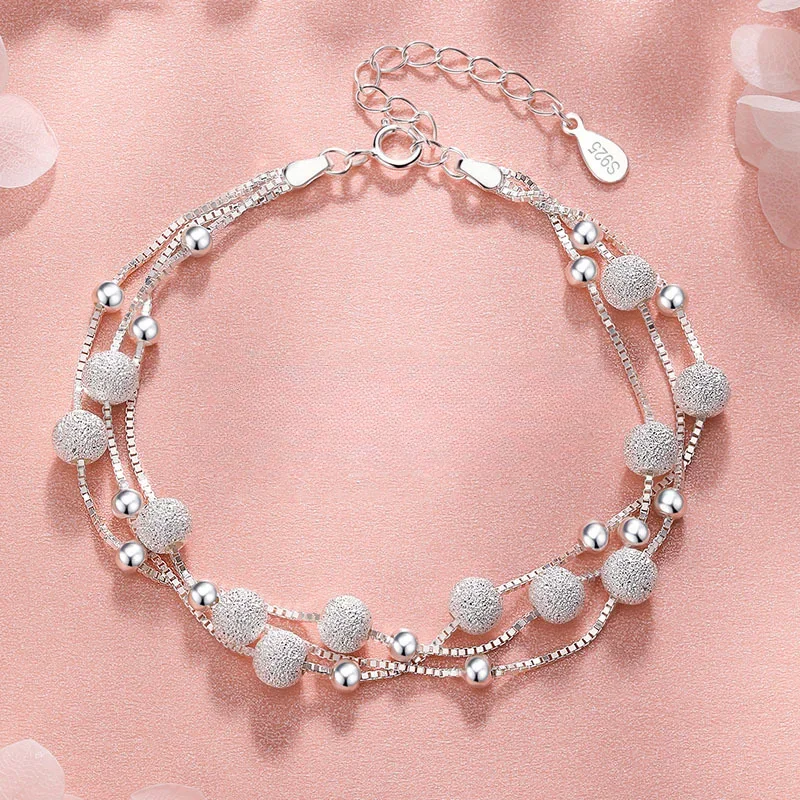

925 Sterling Silver Lucky Bead Bracelets Woman Vintage Luxury Original Multi-layer Ball Bracelet Designer Party Jewelry Gifts