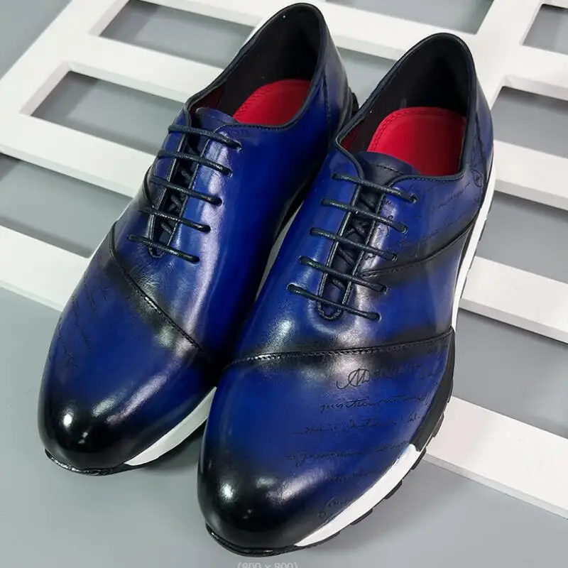 

2026 men's leather comfortable fashion sneakers Handmade sequin casual shoes Dating party men's shoes a30