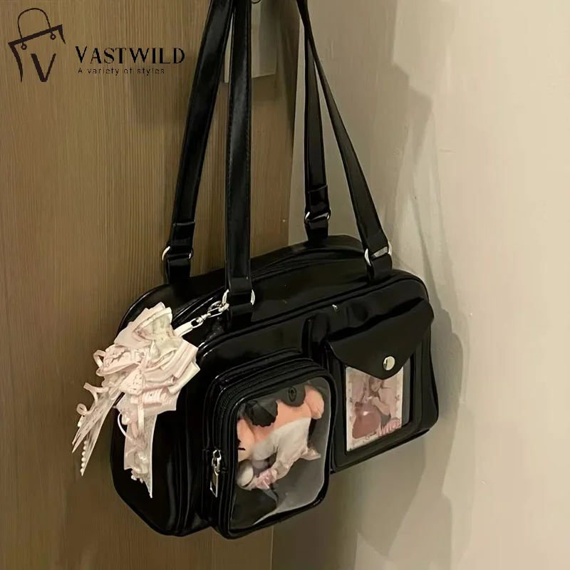 

Новые стильные милые мультяшные сумки-ита для девочек: повседневные и универсальные сумки через плечо в стиле Y2K с бантом и значками DIY, женские сумки для кукол