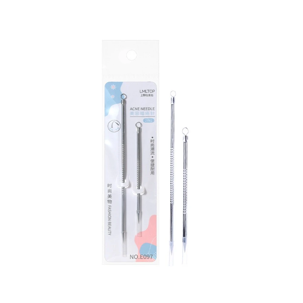 Aiguilles d'acné longues et courtes en acier inoxydable, outils d'élimination des points noirs et de l'acné, outils de soins de la peau du visage