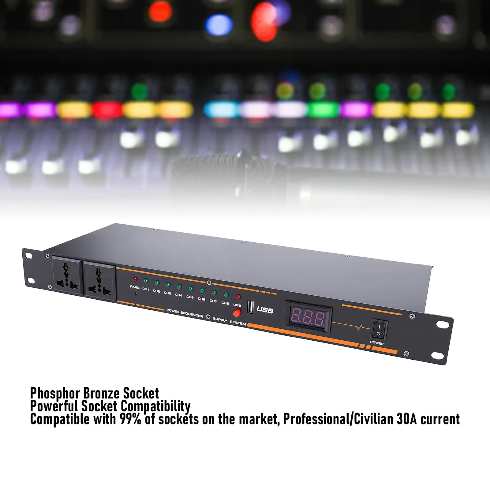 

10 Outlet Power Sequencer Conditioner Professional Digital Display Power Sequencer Regulator for Sound Equipment