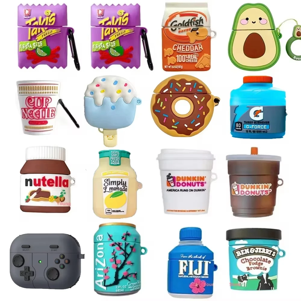 

Case For Apple AirPods 1 2 3 Pro Case for AirPods Pro2 Case Cute 3D Snack Bag Drink Bottles Earphone Protective Case Accessories