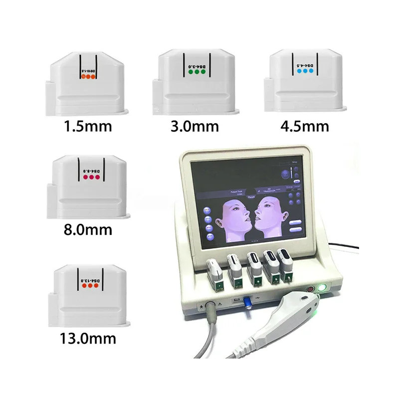 New Version 2.0.H/ 2.3H /Ultrasound Cartridge 1.5/ 3.0/ 4.5mm for Face & 8.0/ 13.0mm for Body 10000 Shots Exchangeable Transduce