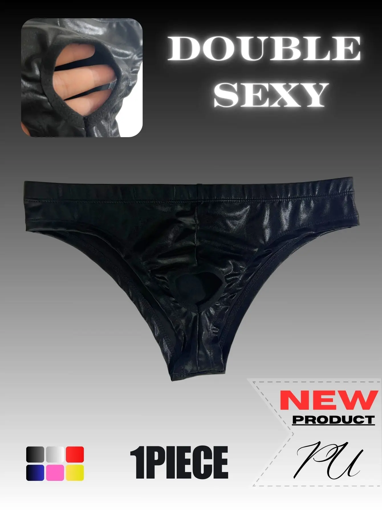 

1Pc men's PU leather triangle pants, crotch hollow sexy triangle underwear, boxing fitness, adult novelty, sweet gift