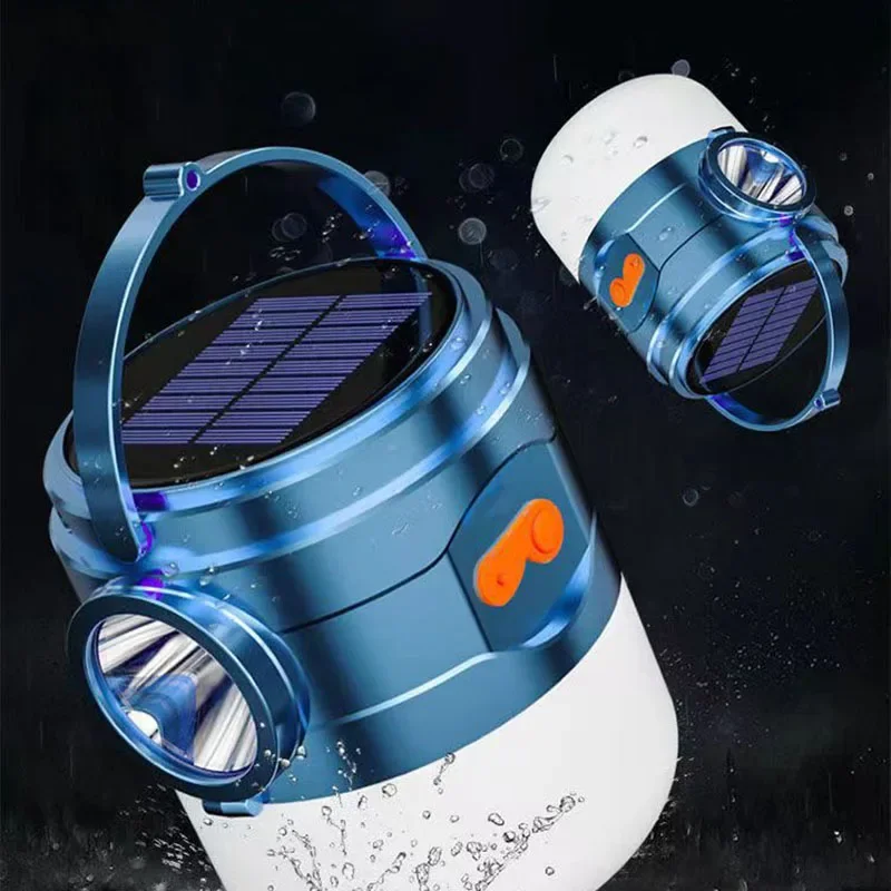 Solar LED Camping Light Waterproof Portable Lanterns Rechargeable Tent Lamp Emergency Lights Market Lamp Energy Saving Bulb