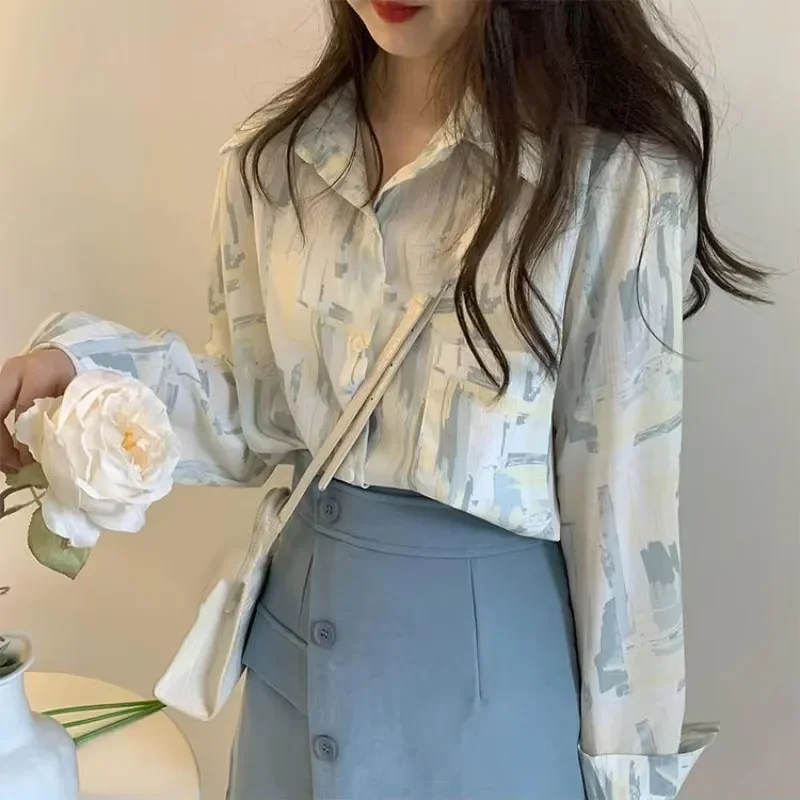 

Рубашки и блузки с узором для женщин с дизайном Базовая корейская популярная одежда Распродажа одежды Высококачественная женская верхняя одежда для работы