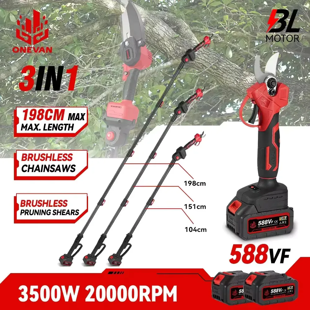 Motosierra eléctrica telescópica sin escobillas 3 en 1, tijeras eléctricas de rama alta, herramienta eléctrica de jardín para Pin de batería Makita de 18V