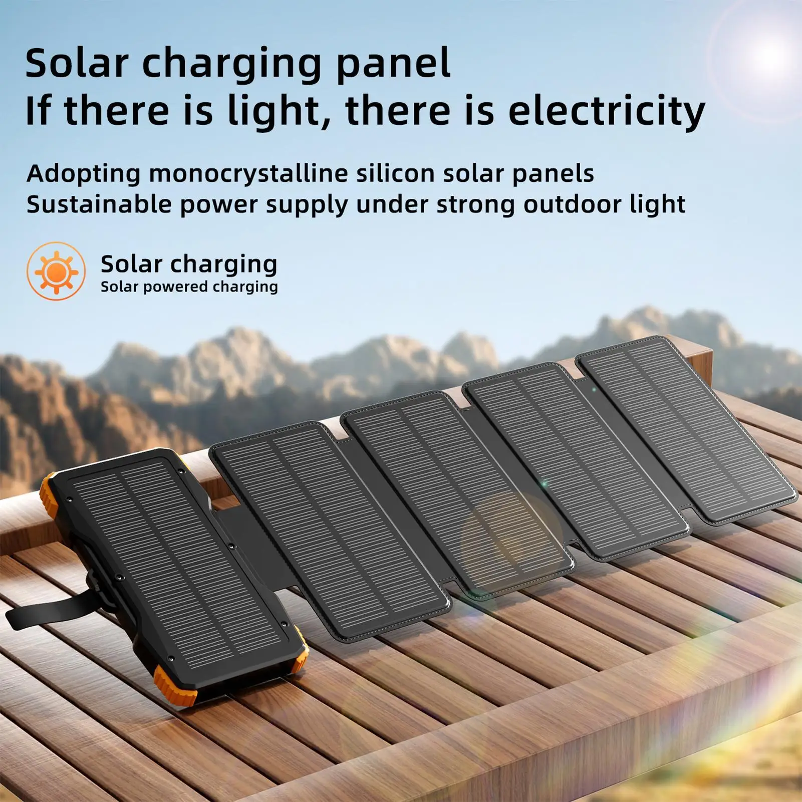 Solar Powered Power Bank 20000mAh Wireless External Battery With Flashlight Solar Phone Charger For Camping Outdoor Home Backup
