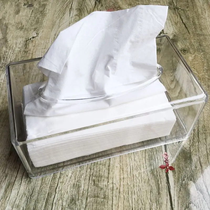 Facial Tissue Dispenser Box Cover Holder Clear Acrylic Rectangle Napkin Organizer for Bathroom, Kitchen and Office, 22x12x10cm