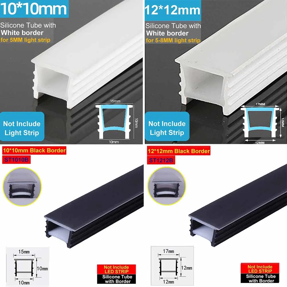 1-20M Recessed Silicone Tube Flexible Bent Channel Holder for 5MM 8MM Led Light Strip Easy Install Waterproof No Dark Area