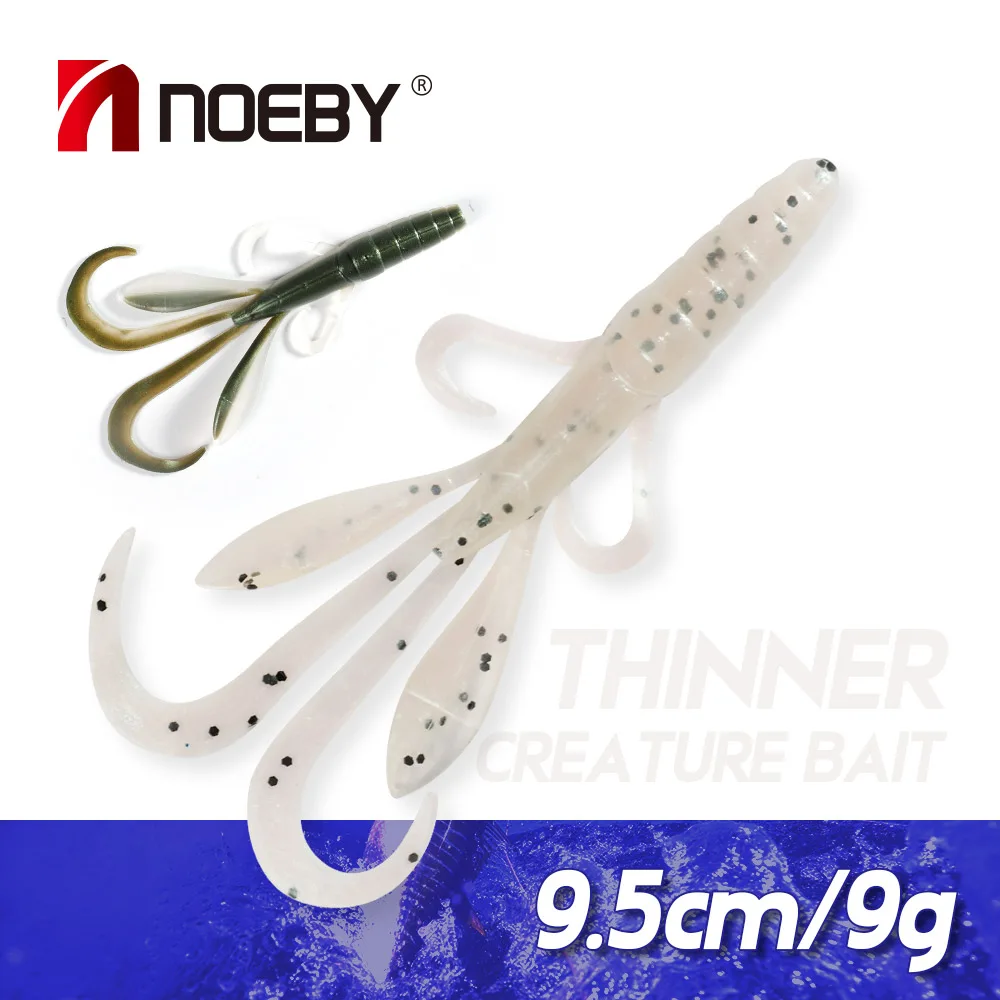 Noeby Soft Worm Lure 6pcs 95mm 5g Shrimp Bait Silicone Wobblers Trailers Speed Craw Fishing Craw Bait Leurre Souple