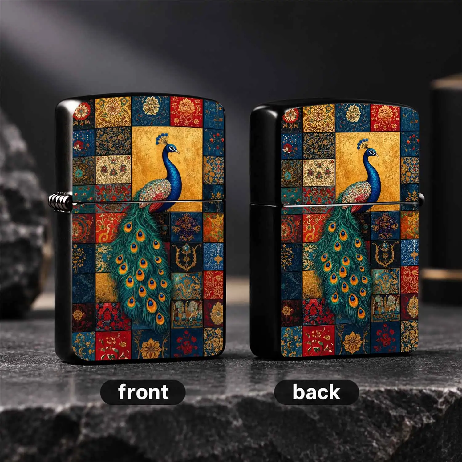 Vintage Peacock Pattern Lighter Exquisite Art Printed Decorative Igniter For Candle Incense Camping Daily Use Elegant Practical Gift For Home Outdoor Multi Scenario Application Unique Aesthetic Decorative Accessory A Humorous And Interestin