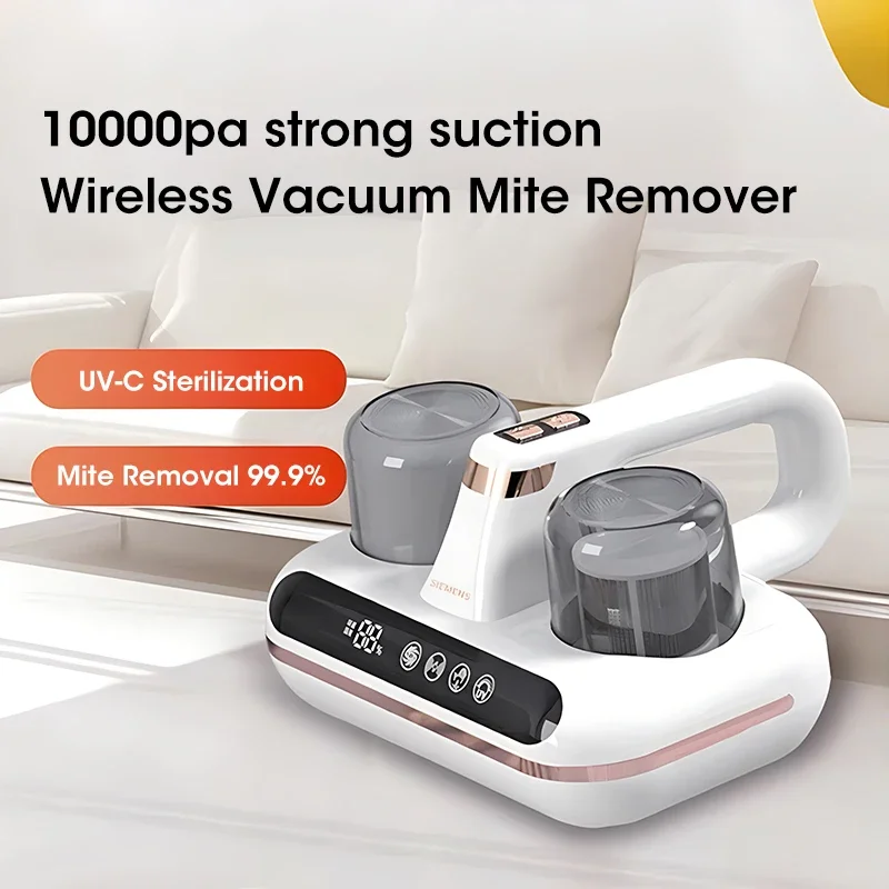 10KPa UV Mite Remover New Mattress Vacuum Cordless Handheld Cleaner Powerful Suction for Cleaning Bed Pillows Clothes Sofa