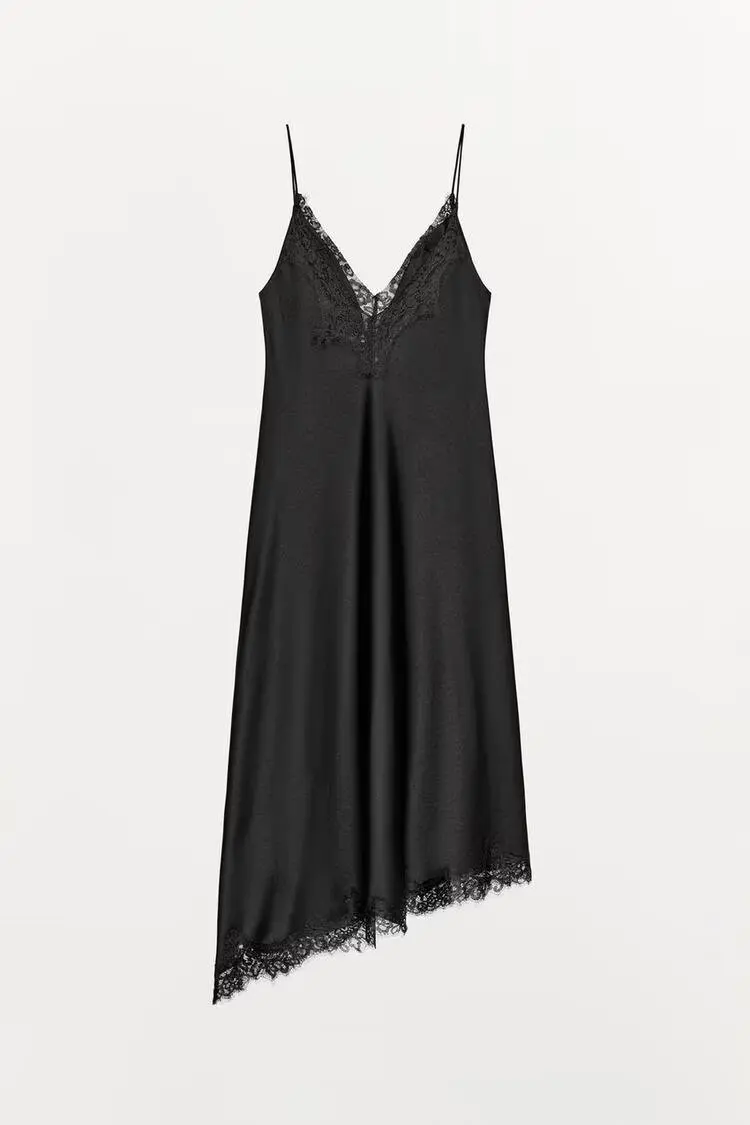 2025, met kant versierde zijdesatijn, getextureerde jurk, modieus afslankend, nieuwe stijl voor de herfst, prachtig vervaardigde kantstof, Stage Co