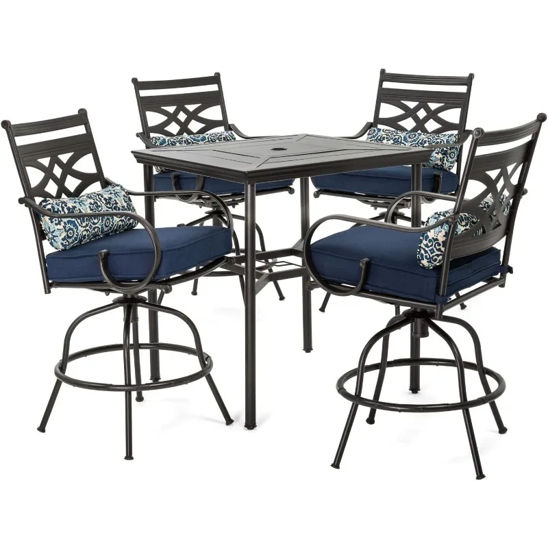 

Montclair All-Weather 5-Piece Outdoor Dining Set, 4 Cushioned Swivel Counter-Height Chairs and 33" Square Rectangle Table