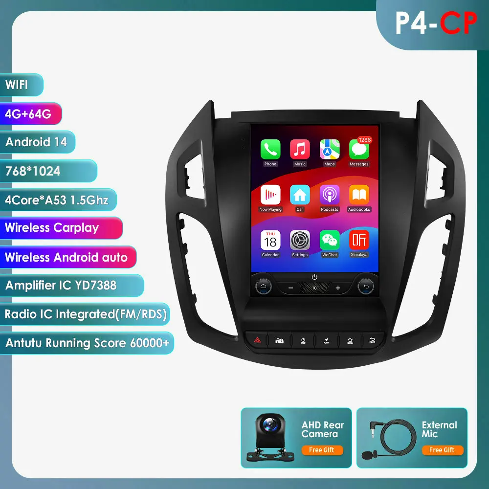 360Camera 9.7 ''Android 13 Autoradio Voor Ford Transit /Tourneo Connect 2013-2018 Auto Multimedia Video 4G 2din Draadloze Carplay - afbeelding 1