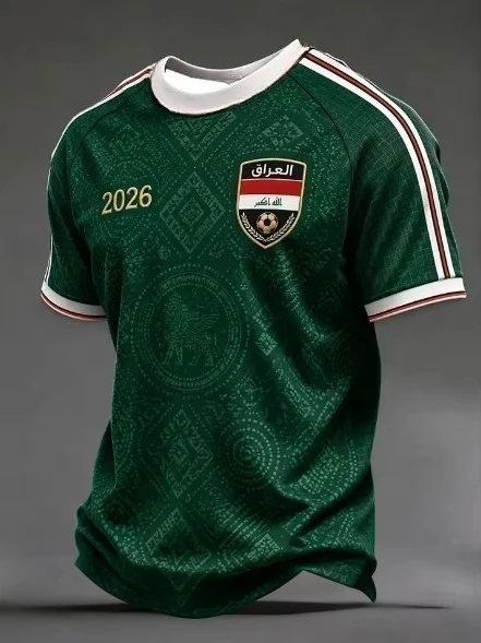 2026 New Men's Iraq 3D Printed Football JerseyT-shirt Suitable for Daily and Training Wear Quick Drying Sweatshirt Streetwear