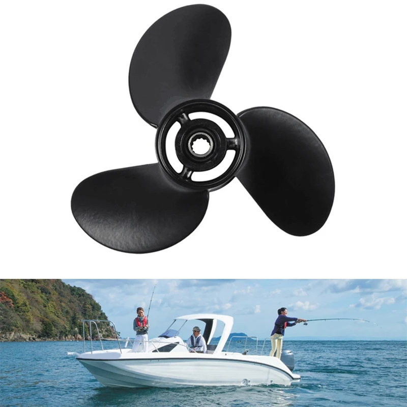 8-9.8HP 3 Blades 3B2W64517-1 8.5X9 Outboard Propeller Boat For Tohatsu Nissan Mercury 12 Spline Tooths Black Accessories