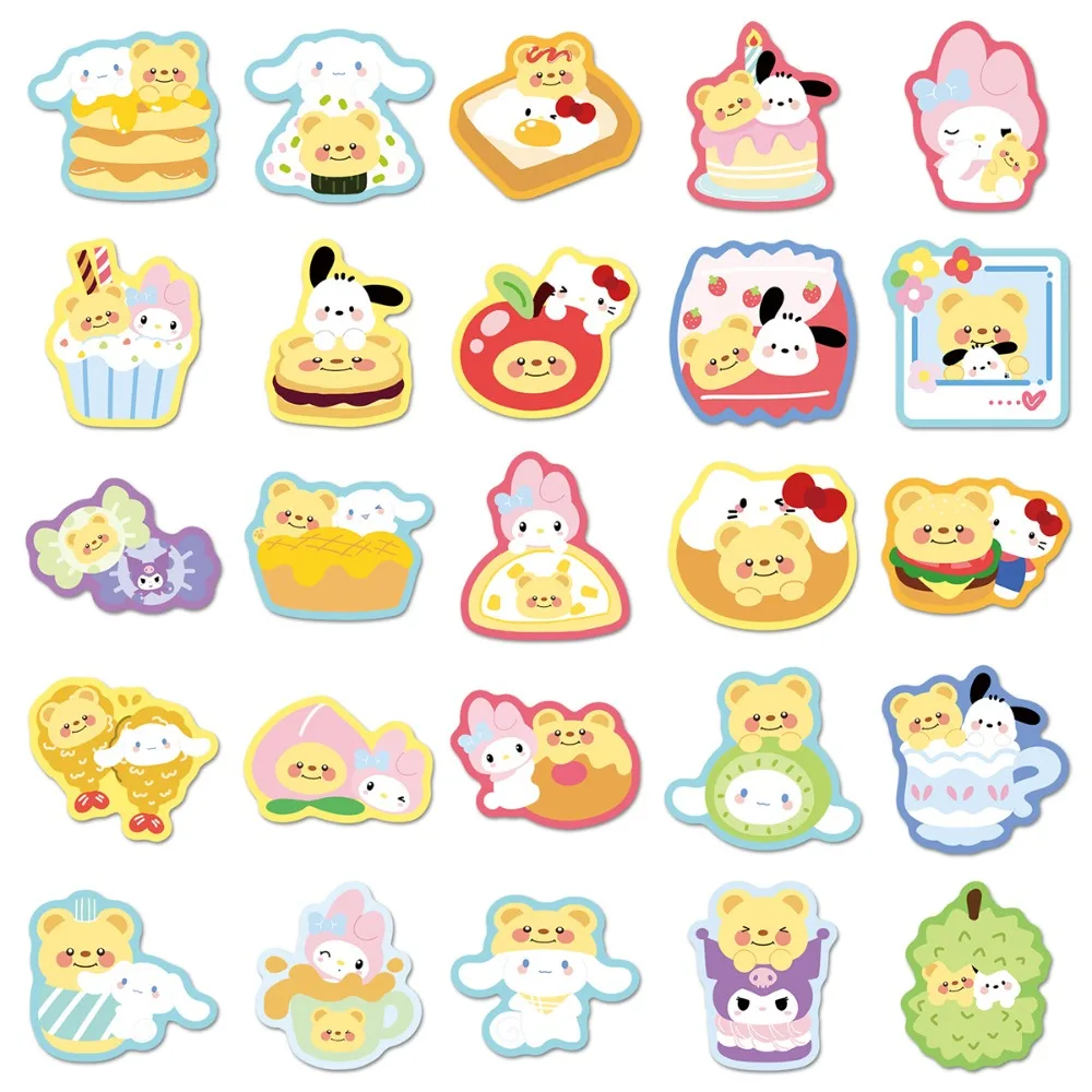 50 قطعة سانريو والدب الزبدي الكرتون لطيف الكتابة على الجدران ملصقات الأطفال DIY لعبة الديكور الشارات هدايا عيد الميلاد
