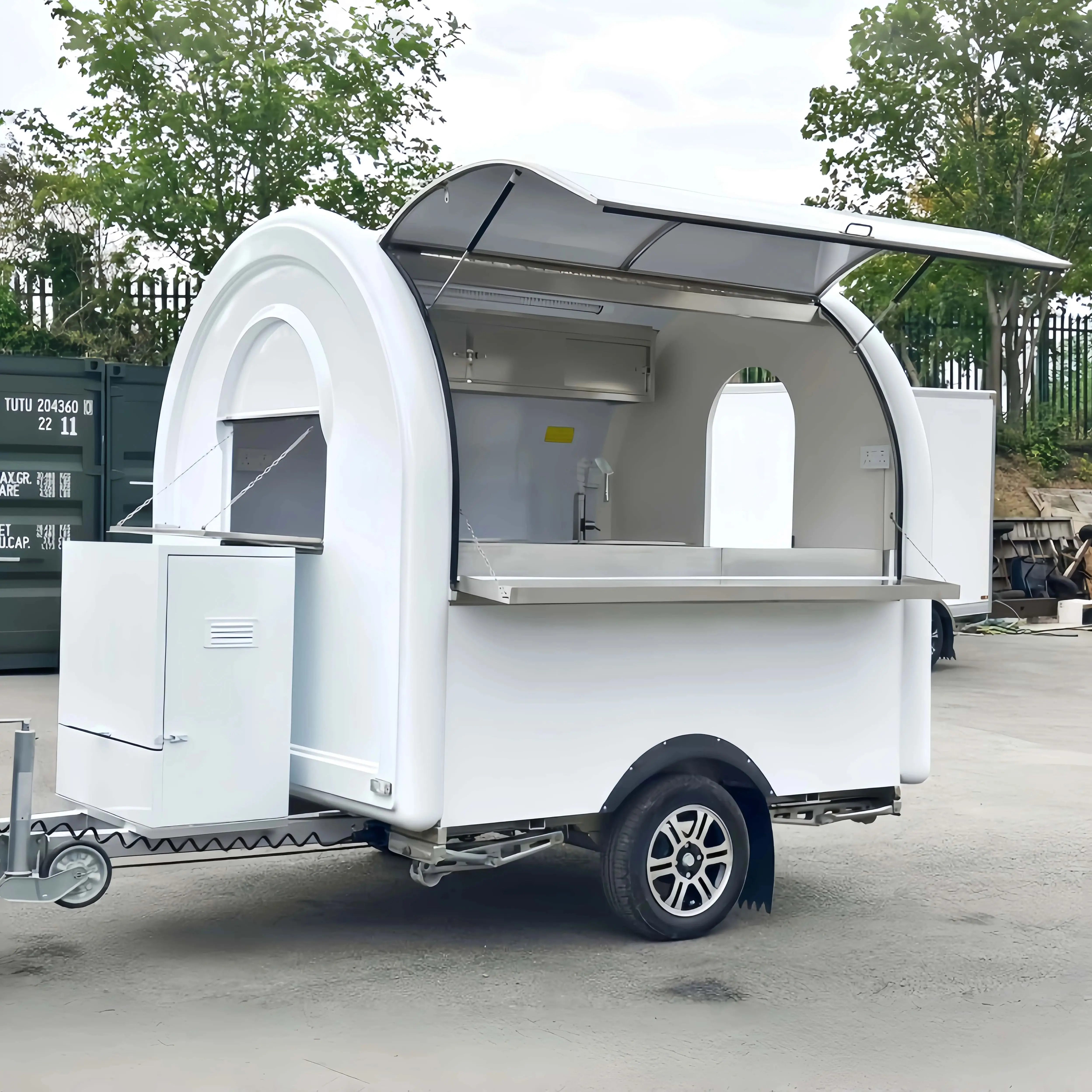 

Customizable stainless steel Food Truck Trailer Outdoor Mobile Restaurant Tent Caravan for Camping