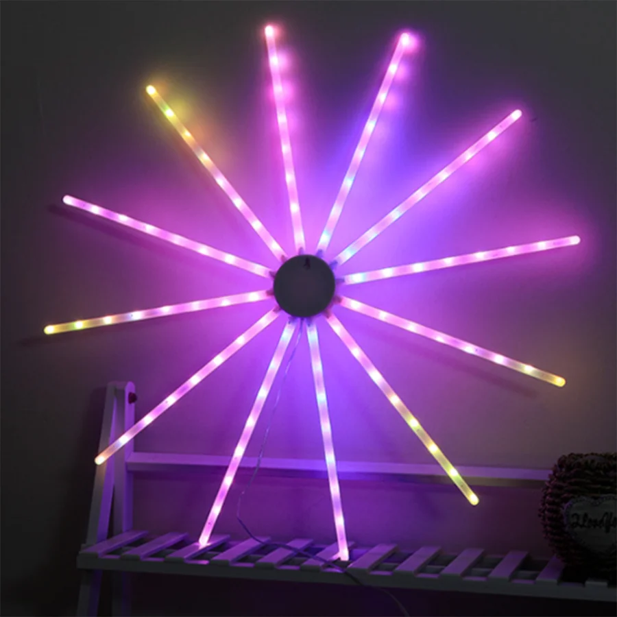 LED Exploding Star Christmas Garland String Lights USB Remote RGB Hanging Fairy Firework Lights for Garden Party Home Decoration