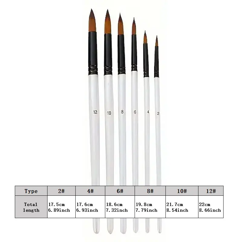 12 Teile/satz DIY Öl Acryl Malerei Kunst Pinsel Liefert Nylon Haar Holzgriff Aquarell Pinsel Stift Set Lernen – Detail 1