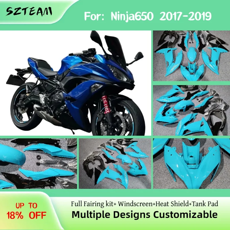

Для Kawasaki Ninja 650 2017 2018 2019 обтекатели мотоцикла ER-6F 17 18 19 ABS послепродажный комплект обтекателей кузов синий
