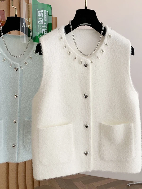 Koreanische SLE plus Größe Gestrickte Thiened Svel frauen Weste Faionable Vielseitige Offene Strickjacke runde Ne Single Button
