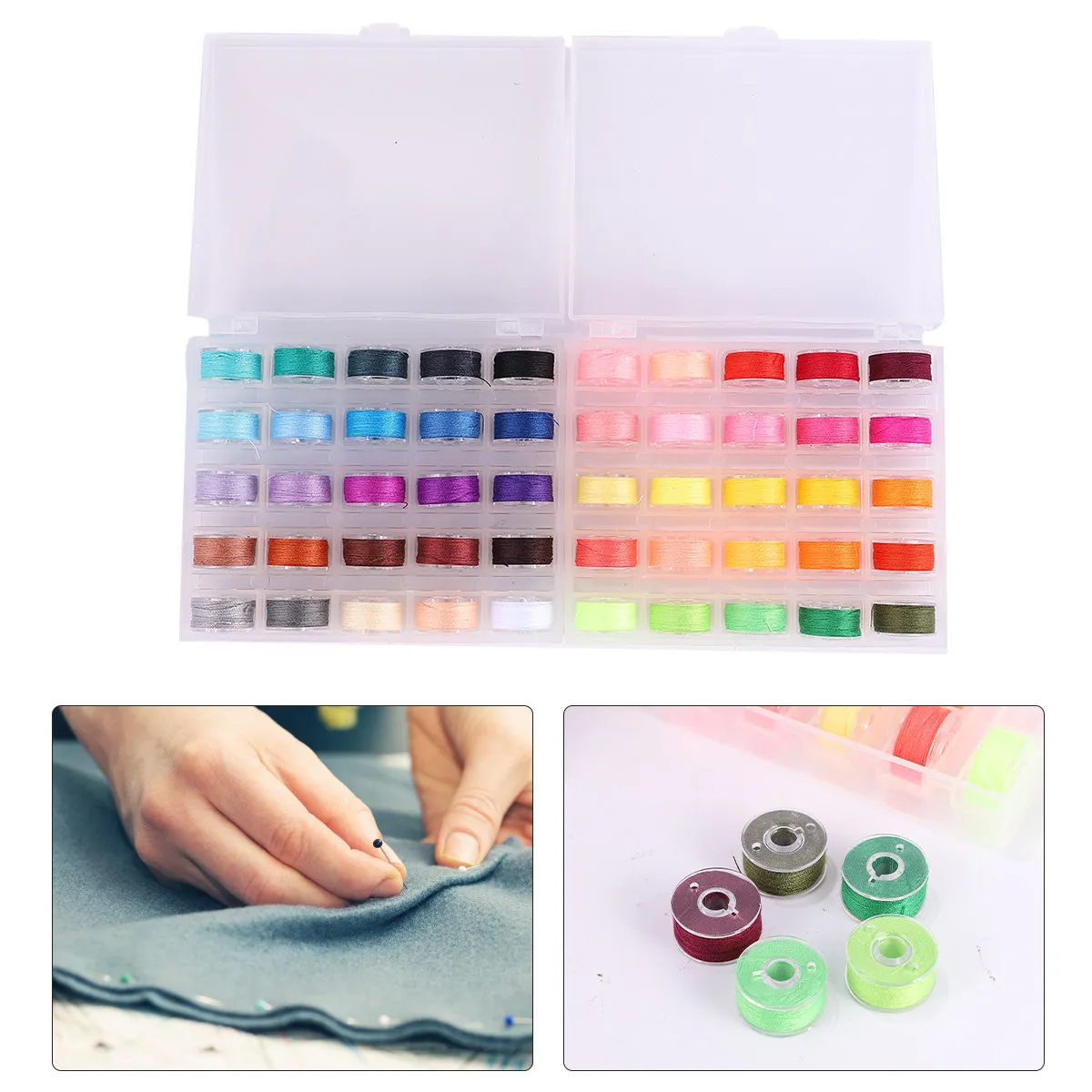 

1Set Sewing Machine Bobbins Spool Organizer 56 Assorted Colors Durable Bobbin Box Household Sewing Accessories