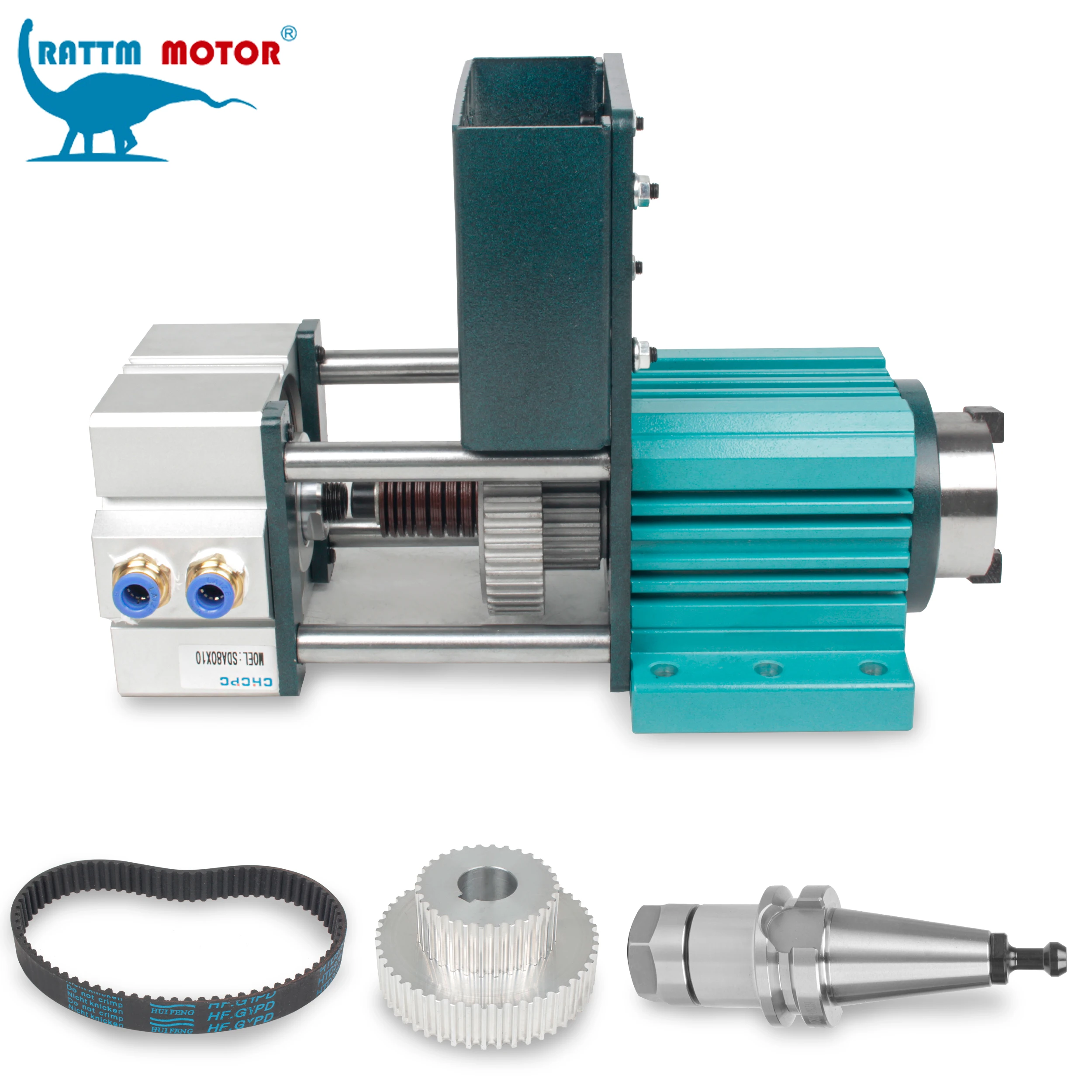 【DE US Stock】ATC BT30 Unpowered Spindle Cylinder, 5000rpm Pneumatic Semi-Auto Tool Change Spindle, Fits 80mm Flange Servo Motor