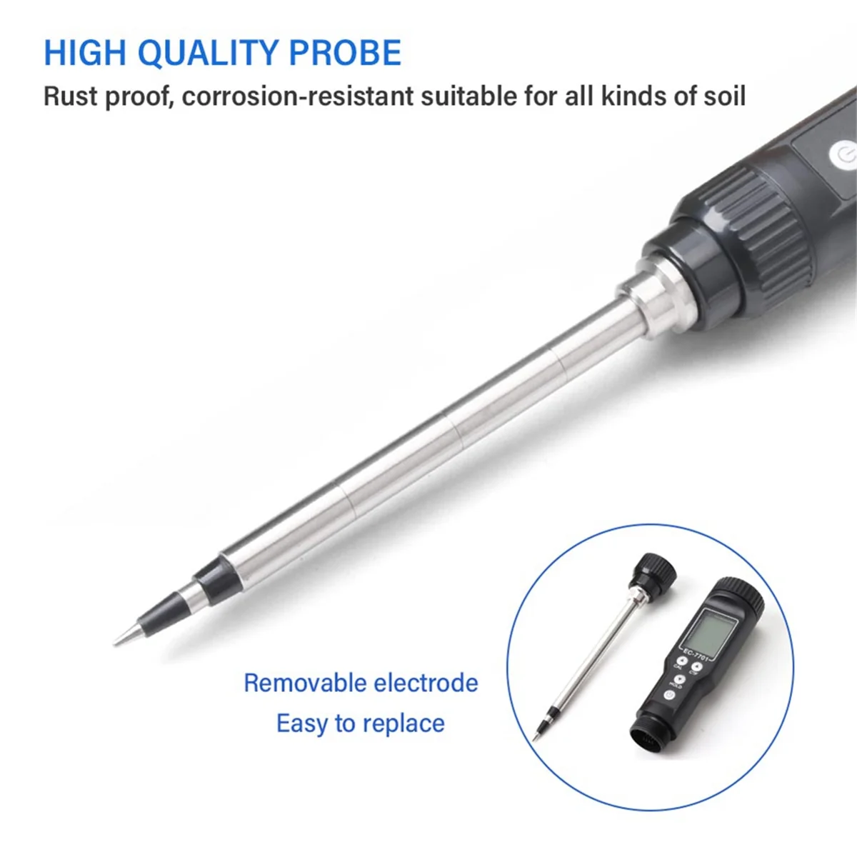 EC-7701 Smart Soil EC Meter 0.0-10.0ms/cm Soil Tester Data Logger Temp Analyzer for Hydroponics Planting Garden