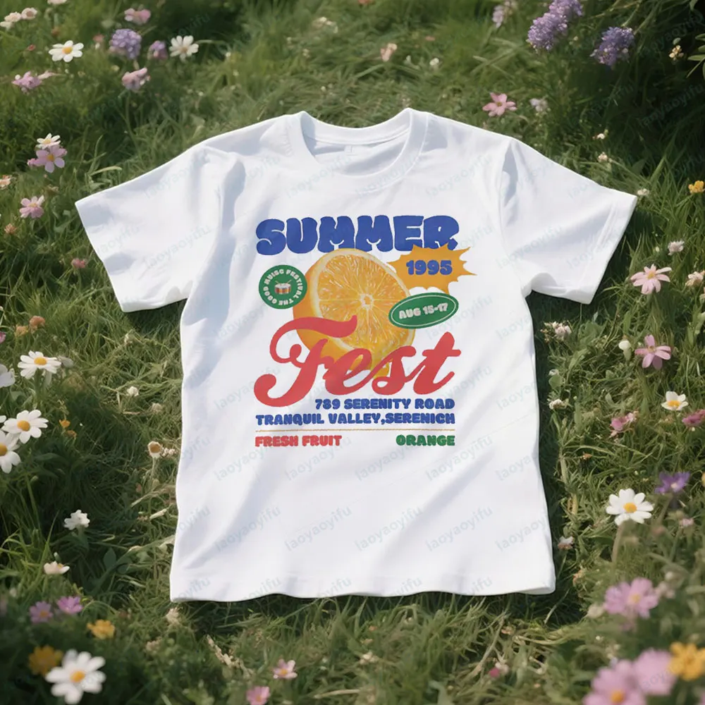 T-Shirt de fête d'été rétro, mignon, fruits tropicaux, Design esthétique, chemise d'art Pop, Style Harajuku Y2K Kawaii, hauts décontractés pour femmes