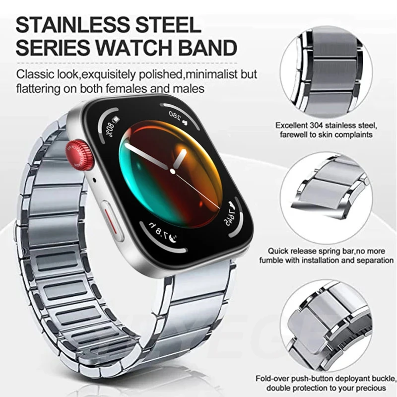 For Huawei Watch Fit 3 Badn Stainless Steel Wristband Replaceable Magnetic Metal Strap For Huawei Fit 3 Business Watchband