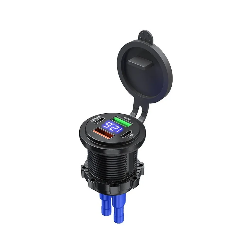 

For Travel Charging 3.6*3.6*4cm 12V-24V Charger Dual USB Ports Auto Voltage current Adjust Waterproof USB Covers