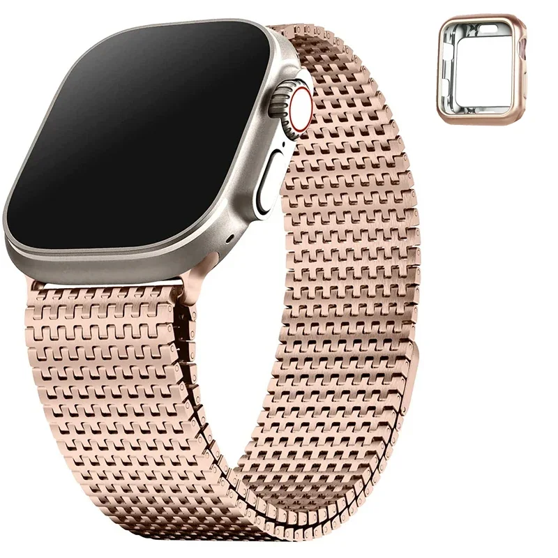 

Ремешок из углеродистой стали для Apple Watch Band 38/40/41/42/44/45 мм, магнитный притяжной браслет для Apple Watch Series 9 8 7 6 5 4 Ultra 2 SE 3