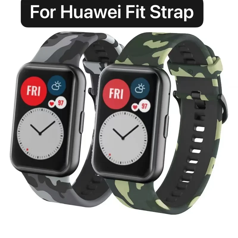 Tali silikon untuk JAM Huawei cocok untuk jam tangan pintar sabuk gelang pengganti olahraga motif warna untuk aksesori Huawei Fit Correa