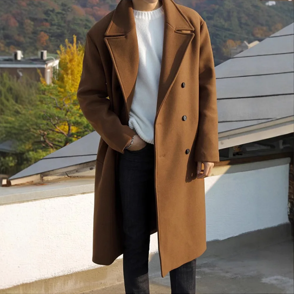 

Wool Blend Long Coat Man Winter Mens Patterned Designed Configured Formed Shaped Fashioned Arranged Ordered Organized Regulated