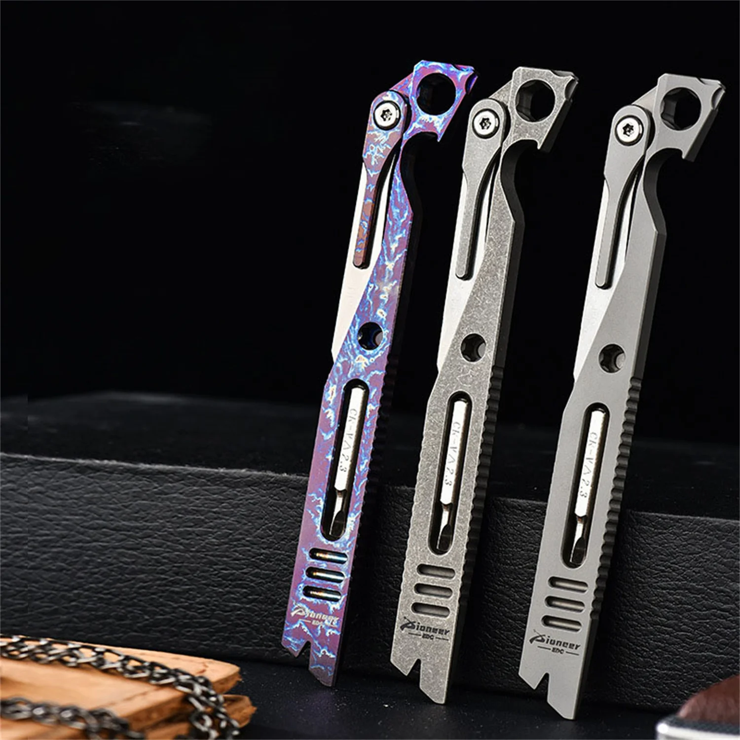 Multifunctional EDC Gadgets TC4 Titanium Crowbar Outdoor Camping Tool Bottle Opener Rope Cutter Wrench Screwdriver