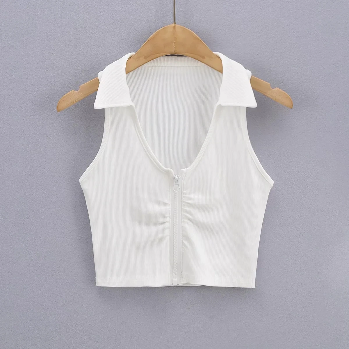 سليم صالح ort سستة سترة المرأة تصميم تحسس مطوي الصدر الوجه طوق الصيف جديد Sle Faionable البطن ow الأعلى #3