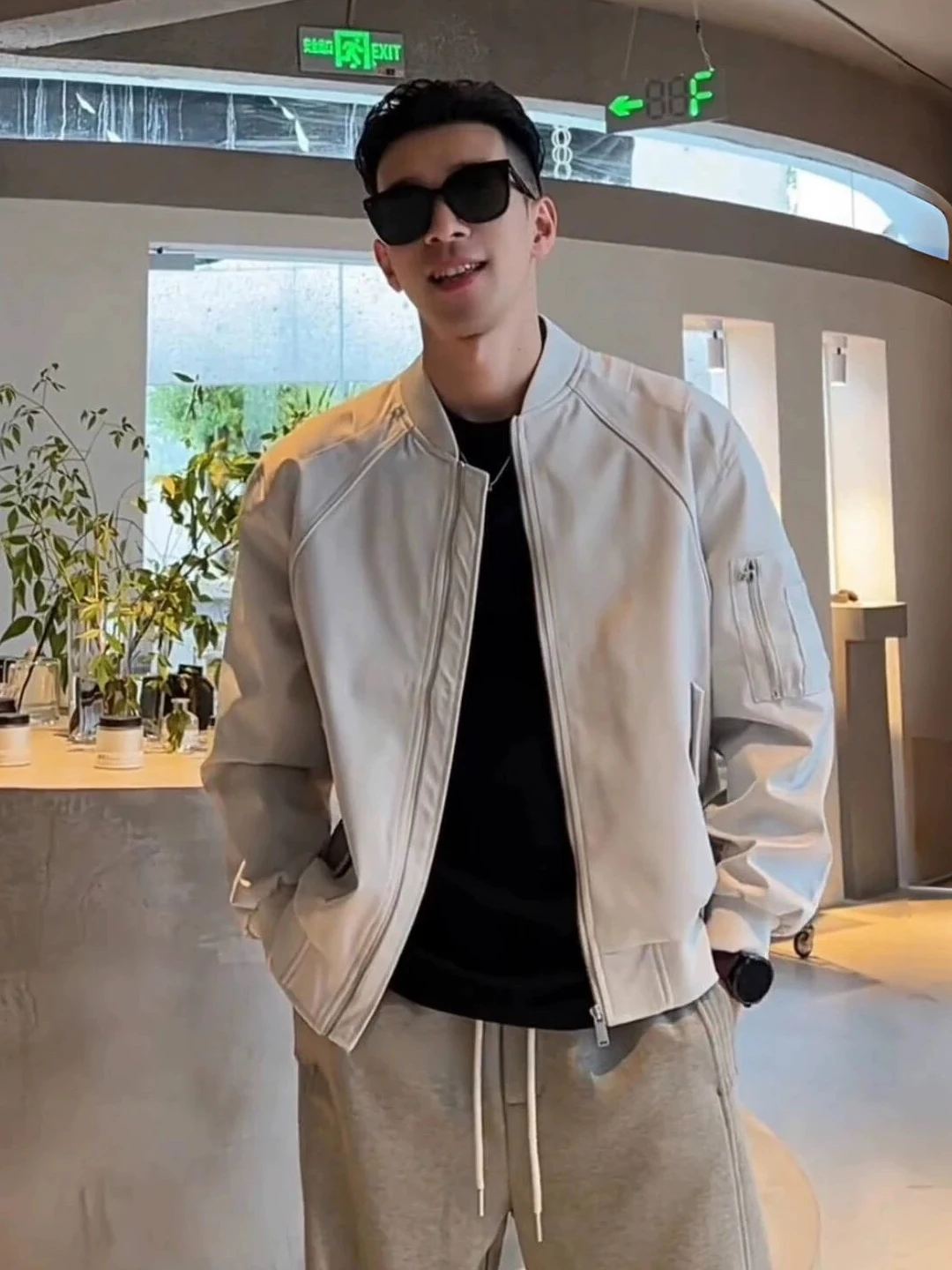 

American Sle Men's ort Flight Jaet Khaki Color Baseball Coat Casual Workwear Outerwear Cleanfit Brand Autumn Faion